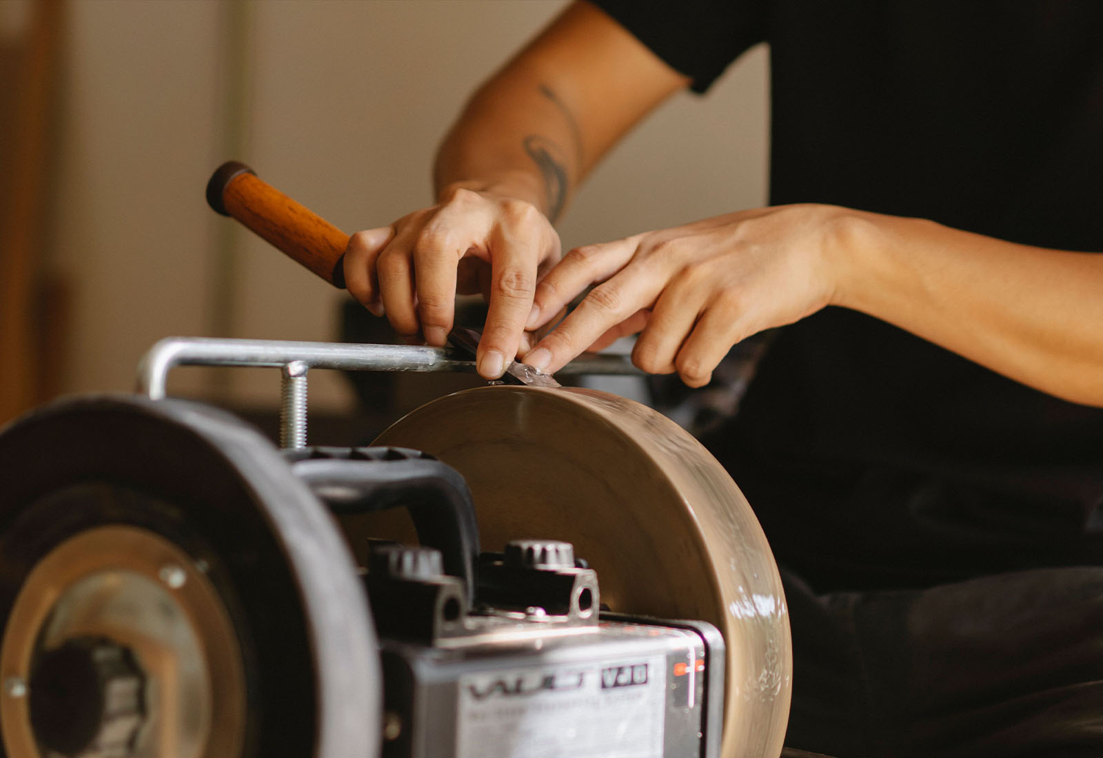 Reference workshop photograph showing grinding